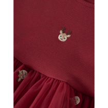 NAME IT Tyl Kjole Veross Red Dahlia Reindeer